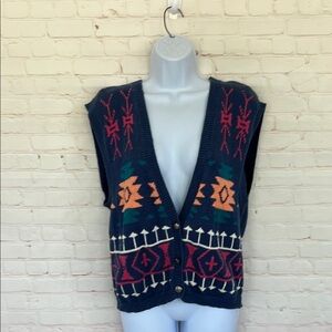 90’s NUOVO Aztec southwest sweater vest cardigan size large